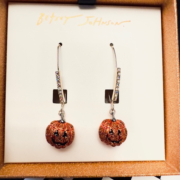 Betsey Johnson Jewelry - Betsy Johnson Glitter Pumpkin Earrings